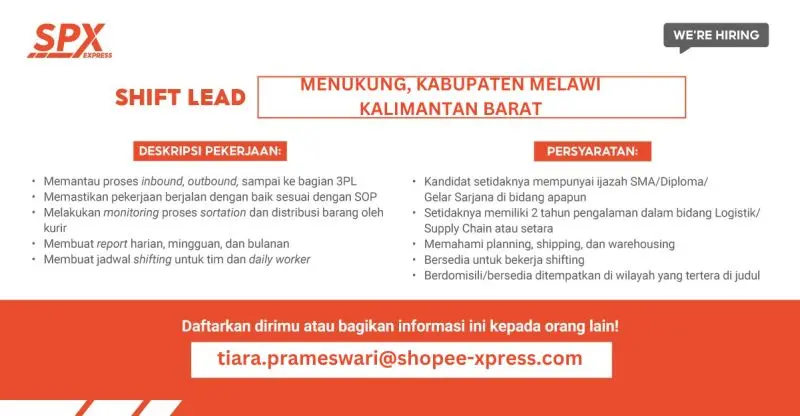 kepala shift spx express menukung kab melawi kalbar 9090ef