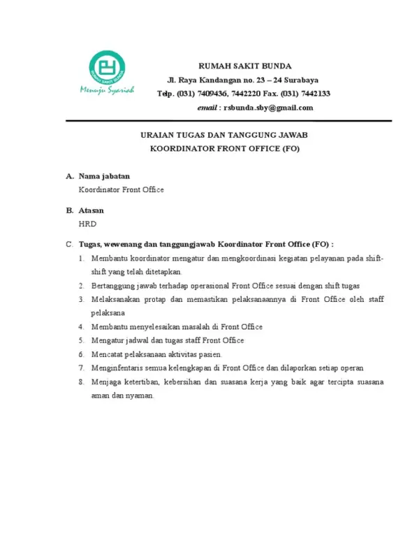 koordinator pelayanan front office 7be70c