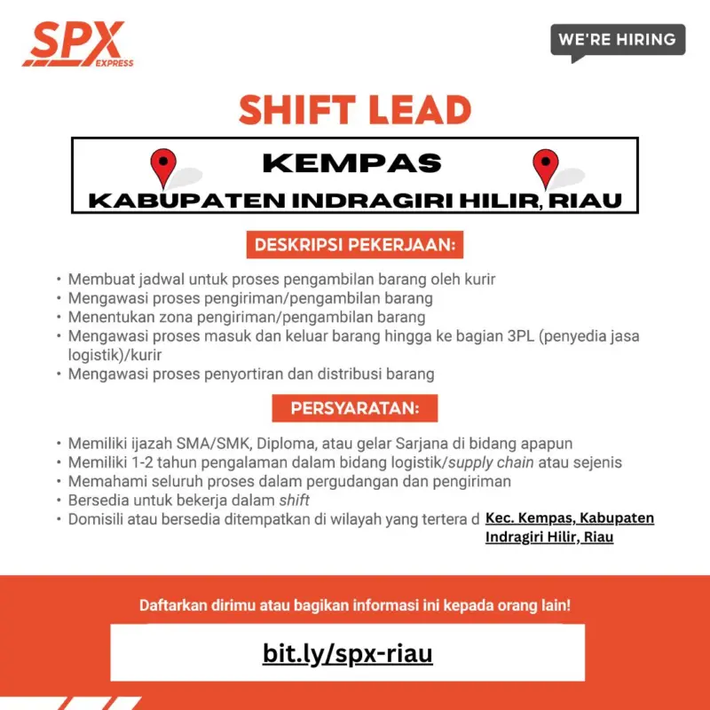 koordinator shift spx express pelangiran riau 63e757