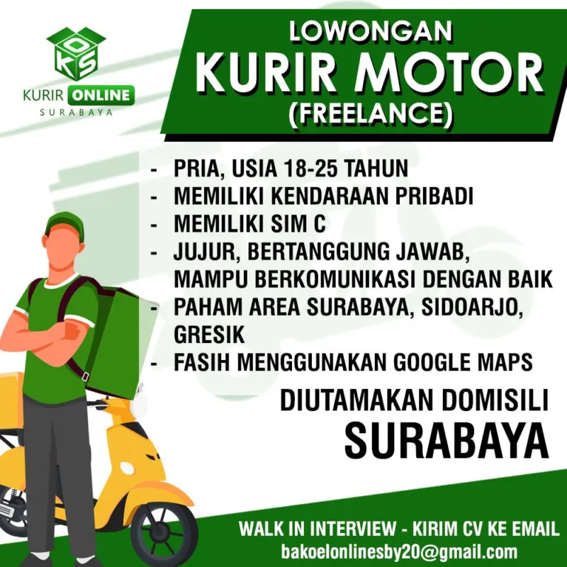 kurir pengantar barang motor freelance f98486